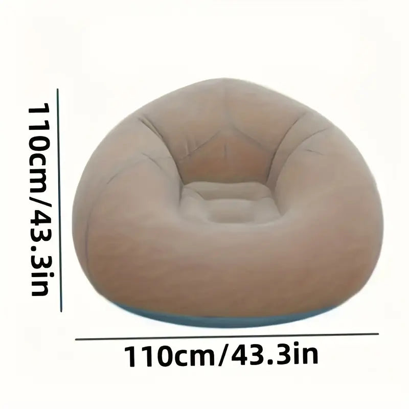 1pc Modern Grey PVC Bean Bag Chair, Large Inflatable Lazy Sofa with Cord Embellishment, No Filling, Suitable for Indoor & Outdoor Living Room Seating