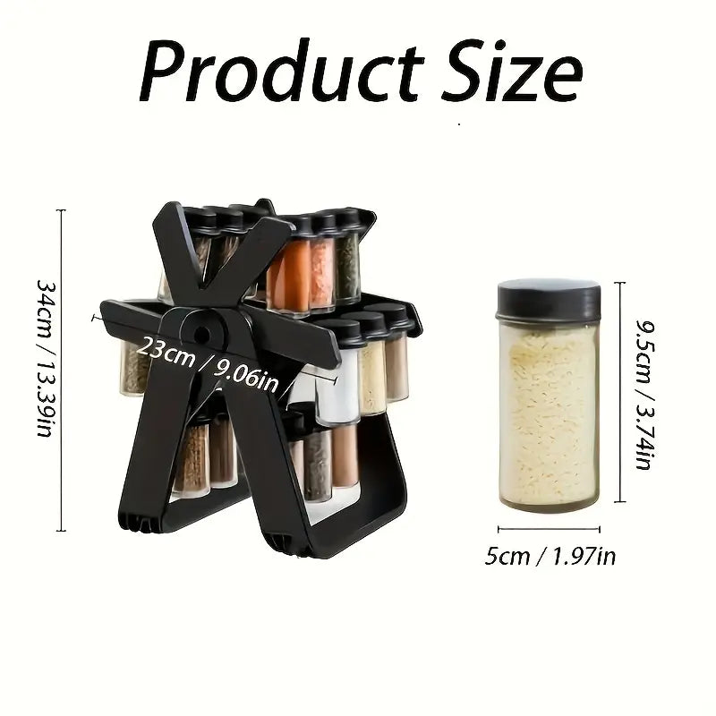 Brand New ABS Material Spice Rack 1 Set, 18 Spice Jars, 360° Rotating Ferris Wheel