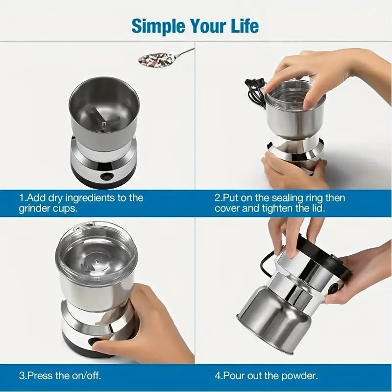 1pc Versatile Stainless Steel Coffee & Spice Grinder