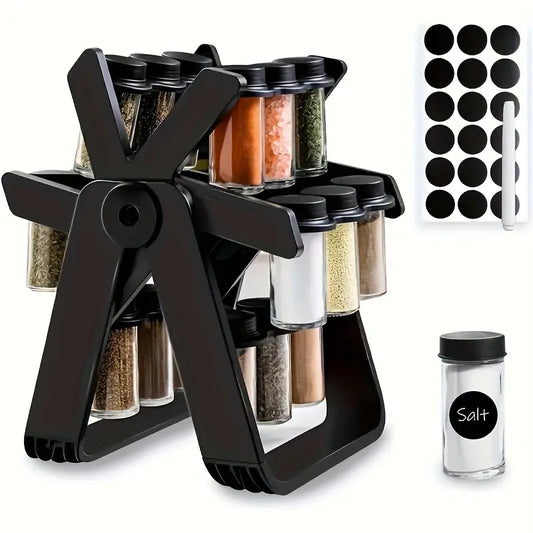 Brand New ABS Material Spice Rack 1 Set, 18 Spice Jars, 360° Rotating Ferris Wheel