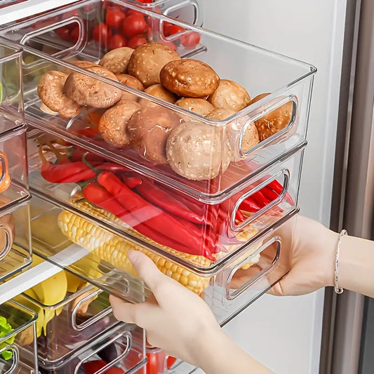 6-Pack Clear Stackable Refrigerator Organizer Bins